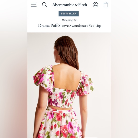 Abercrombie & Fitch Drama Puff Sleeve Sweetheart Set Top - Picture 5 of 8